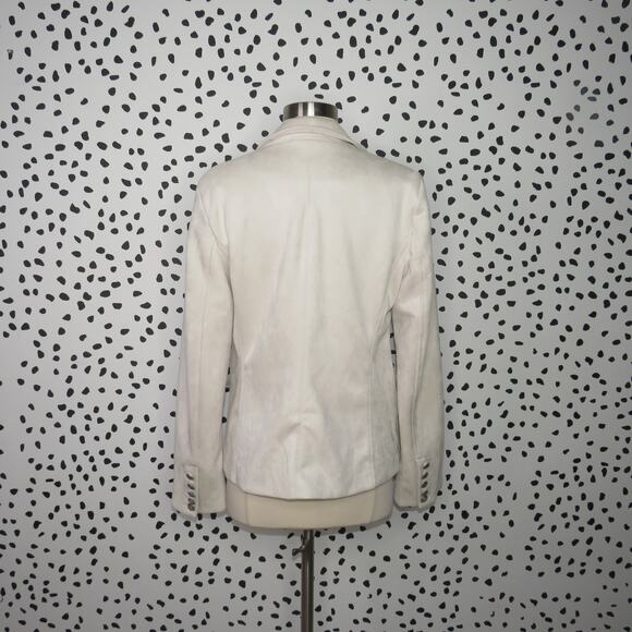 T Tahari White Faux Suede Double Breasted Tailored Blazer Jacket - Picture 5 of 10